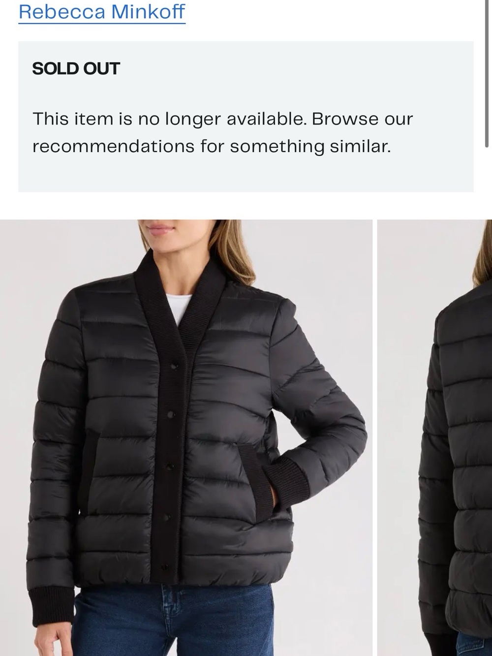Rebecca Minkoff Black Quilted Puffer Bomber